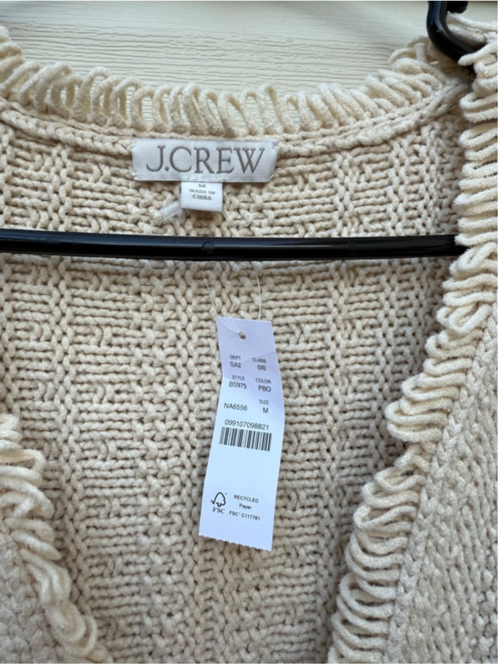 J.Crew Merino Wool Cable Knit Cardigan Sweater Cream Medium NWT - Picture 6 of 8